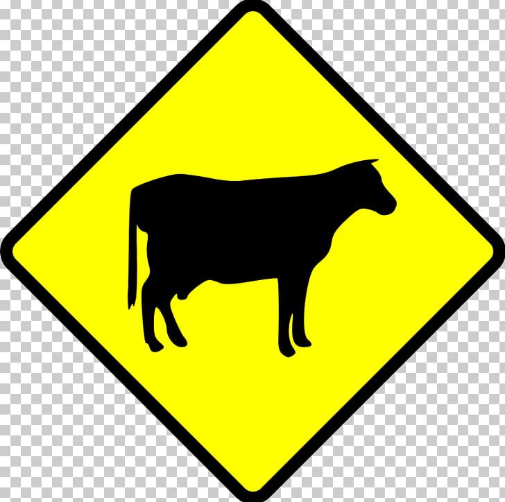 Cattle Ox Traffic Sign Road Warning Sign PNG, Clipart, Area, Artwork, Black, Black And White, Cattle Free PNG Download