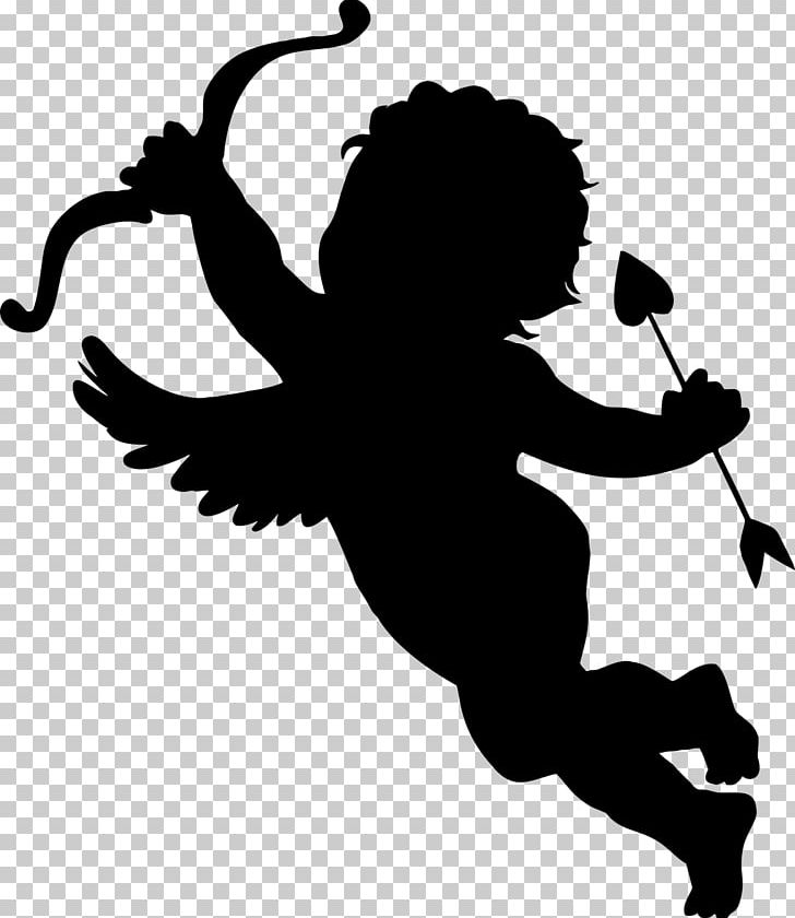 Silhouette Cupid PNG, Clipart, Animals, Art, Black And White, Cupid, Drawing Free PNG Download