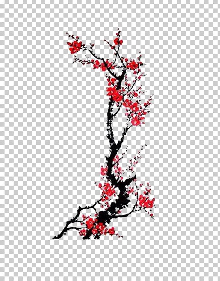 Ink Wash Painting Plum Blossom PNG, Clipart, Art, Birdandflower Painting, Branch, China, China Free PNG Download