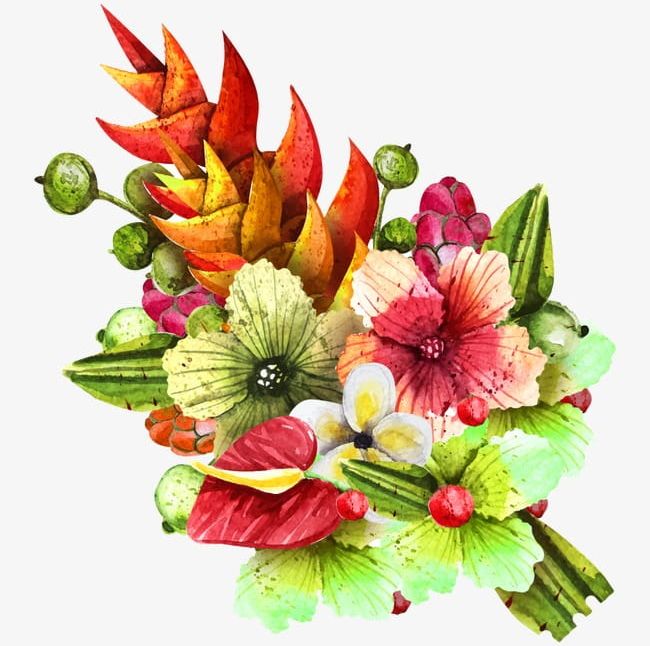 Tropical Plants PNG, Clipart, Elements, Flower, Flowers, Painted, Plant Free PNG Download