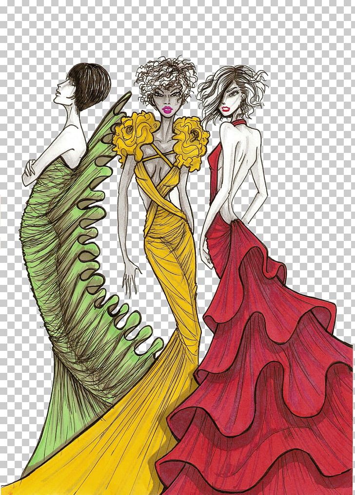 Dress Gown Drawing Illustration PNG, Clipart, Fashion, Fashion Design, Fashion Illustration, Fictional Character, Flower Free PNG Download