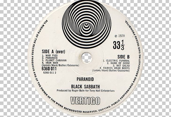 Compact Disc Paranoid Black Sabbath Phonograph Record Vertigo Records PNG, Clipart, Black Sabbath, Circle, Compact Disc, Hardware, Heavy Metal Free PNG Download