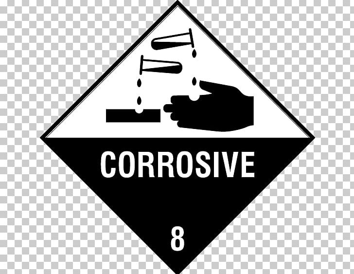 Paper HAZMAT Class 8 Corrosive Substances Dangerous Goods Sticker PNG, Clipart, Angle, Area, Black, Black And White, Brand Free PNG Download