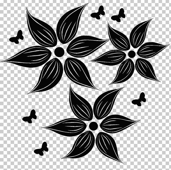 Flower Sticker Wall Decal Petal PNG, Clipart, Black And White, Butterfly, Decal, Flora, Floral Design Free PNG Download