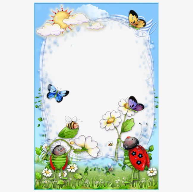 Ladybird Flowers Butterfly Frame PNG, Clipart, Album, Border, Border Frame, Butterfly, Cute Free PNG Download