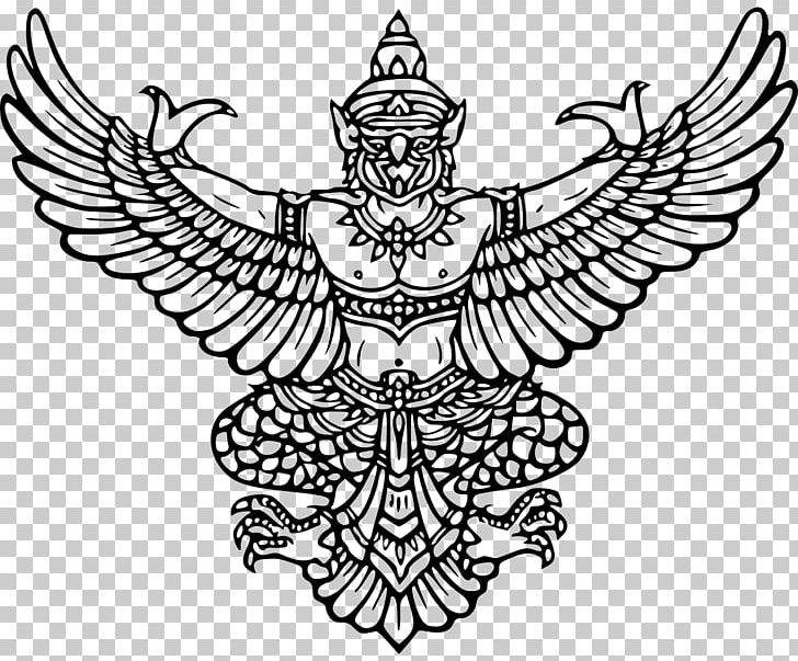 Emblem Of Thailand Garuda Coat Of Arms PNG, Clipart, Bird, Emblem, Fictional Character, Flower, Legendary Creature Free PNG Download