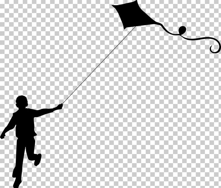 Kite Flight Silhouette PNG, Clipart, Angle, Animals, Black, Black And White, Child Free PNG Download