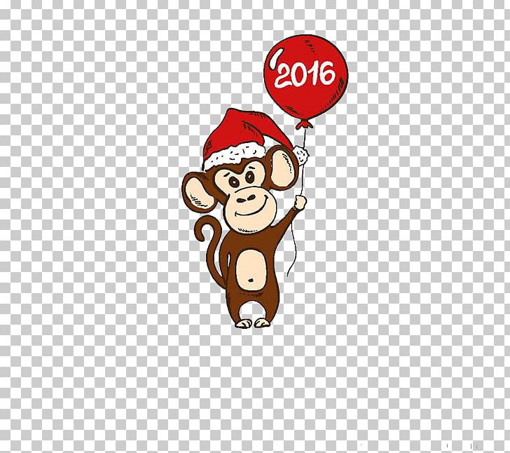Santa Claus Christmas Monkey Illustration PNG, Clipart, 2016, Air Balloon, Animals, Balloon, Balloon Cartoon Free PNG Download