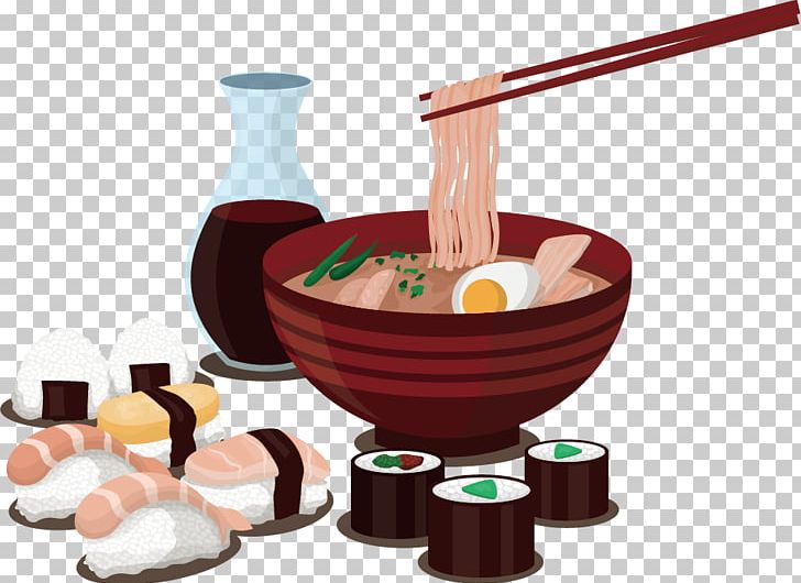 Sushi Japanese Cuisine Ramen Sashimi PNG, Clipart, Asian Food, Bowl, Cartoon, Ceramic, Chopsticks Free PNG Download
