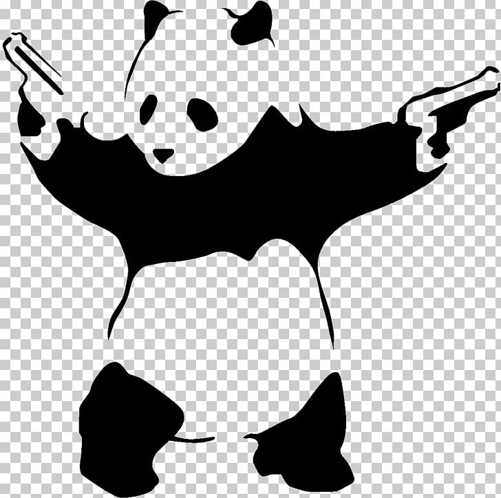 Giant Panda T-shirt Stencil Gun Canvas Print PNG, Clipart, Artwork, Banksy, Black, Black And White, Canvas Free PNG Download