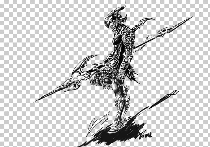 Final Fantasy XIV Final Fantasy VI Sketch Weapon Dragoon PNG, Clipart, Art, Artwork, Black And White, Black Mages, Cold Weapon Free PNG Download