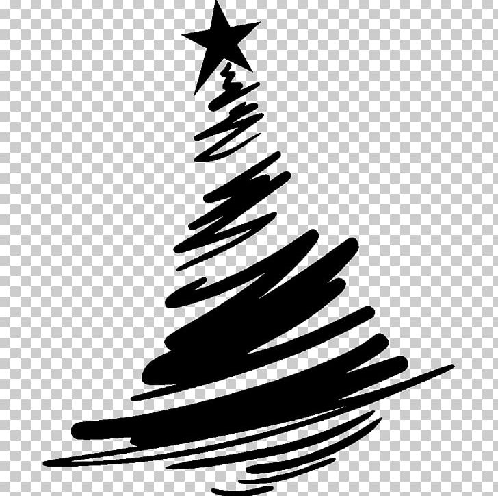 Christmas Tree Wall Decal Sticker PNG, Clipart, Black And White, Branch, Calligraphy, Christmas, Christmas Card Free PNG Download