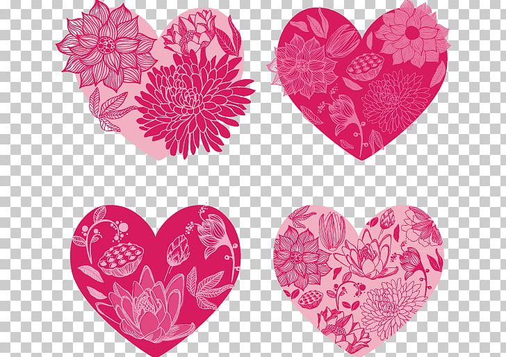 Floral Heart Set PNG, Clipart, Decor, Drawing, Floral Design, Floral Heart, Flower Free PNG Download