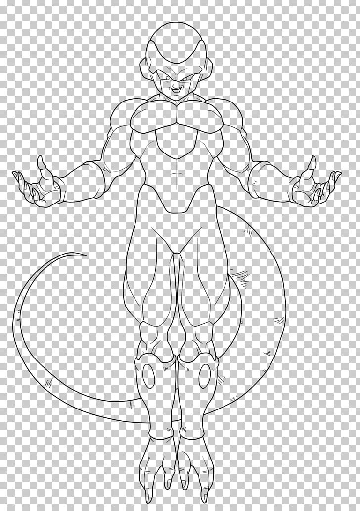 Frieza Goku Cell Line Art Sketch PNG, Clipart, Angle, Arm, Artwork, Black And White, Black Halo Free PNG Download