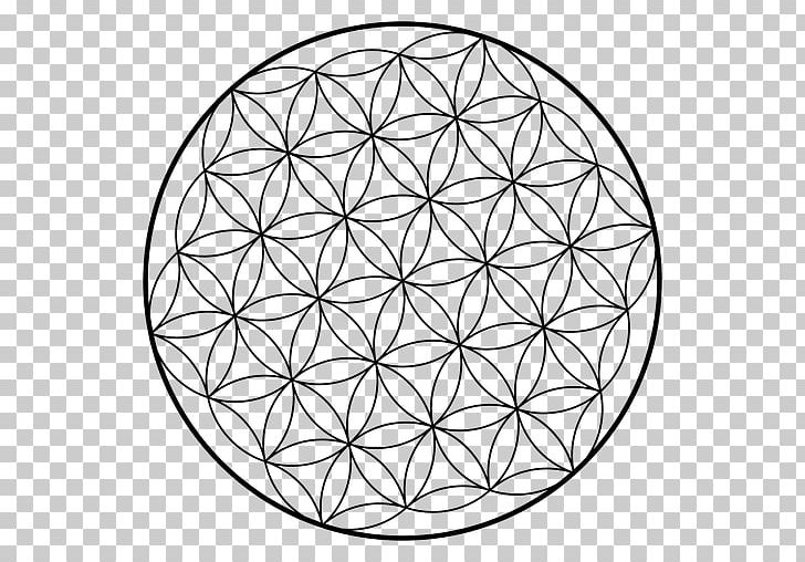 Sacred Geometry Overlapping Circles Grid Flower PNG, Clipart, Area, Black And White, Circle, Flower, Fractal Geometry Free PNG Download