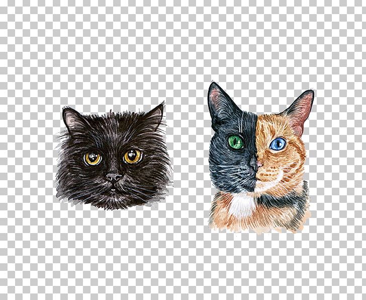 Hand-painted Cute Cat Watercolor Head PNG, Clipart, Animals, Avatar, Black Cat, Carnivoran, Cartoon Free PNG Download
