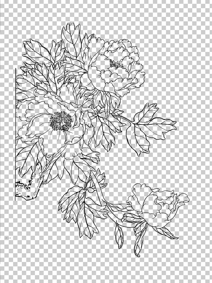 Moutan Peony Floral Design PNG, Clipart, Abstract Lines, Antiquity, Area, Art, Black Free PNG Download