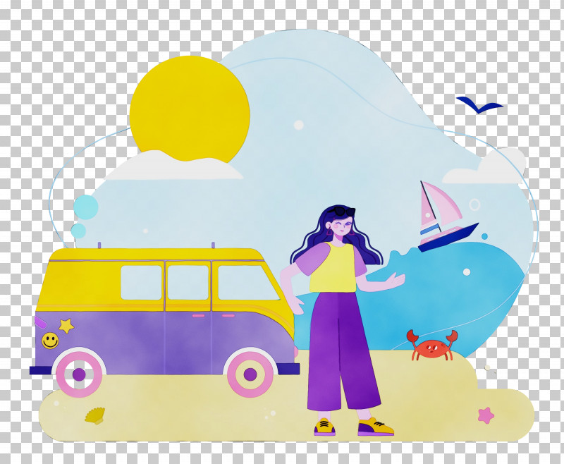 Summer Vacation PNG, Clipart, Cartoon, Drawing, Landscape, Paint, Painting Free PNG Download