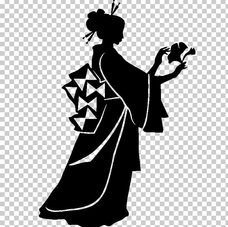 Woman Silhouette Sticker Japan PNG, Clipart, Art, Black, Black And White, Clothing, Costume Free PNG Download