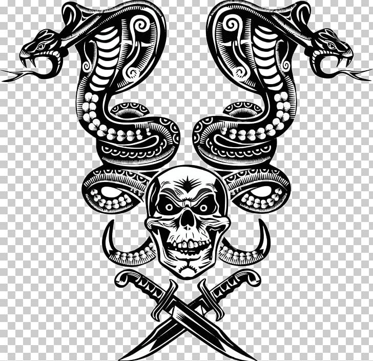 Snake Skeleton Skull Cobra PNG, Clipart, Animals, Art, Black And White, Bone, Cobra Free PNG Download