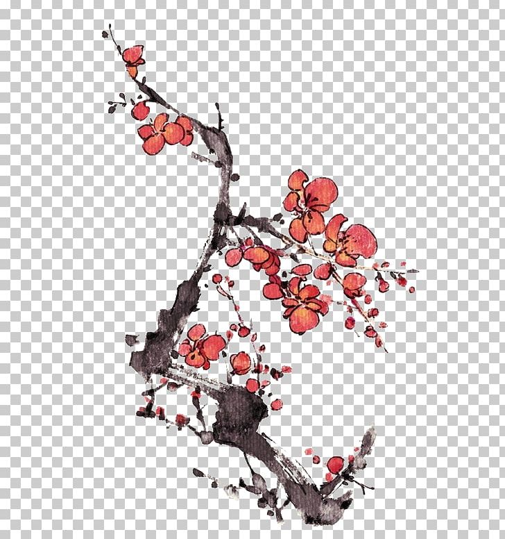 Plum Blossom Chinese Painting Ink Wash Painting Gongbi PNG, Clipart, Branch, Branches, Cherry Blossom, Cherry Blossoms, Chicken Thighs Free PNG Download