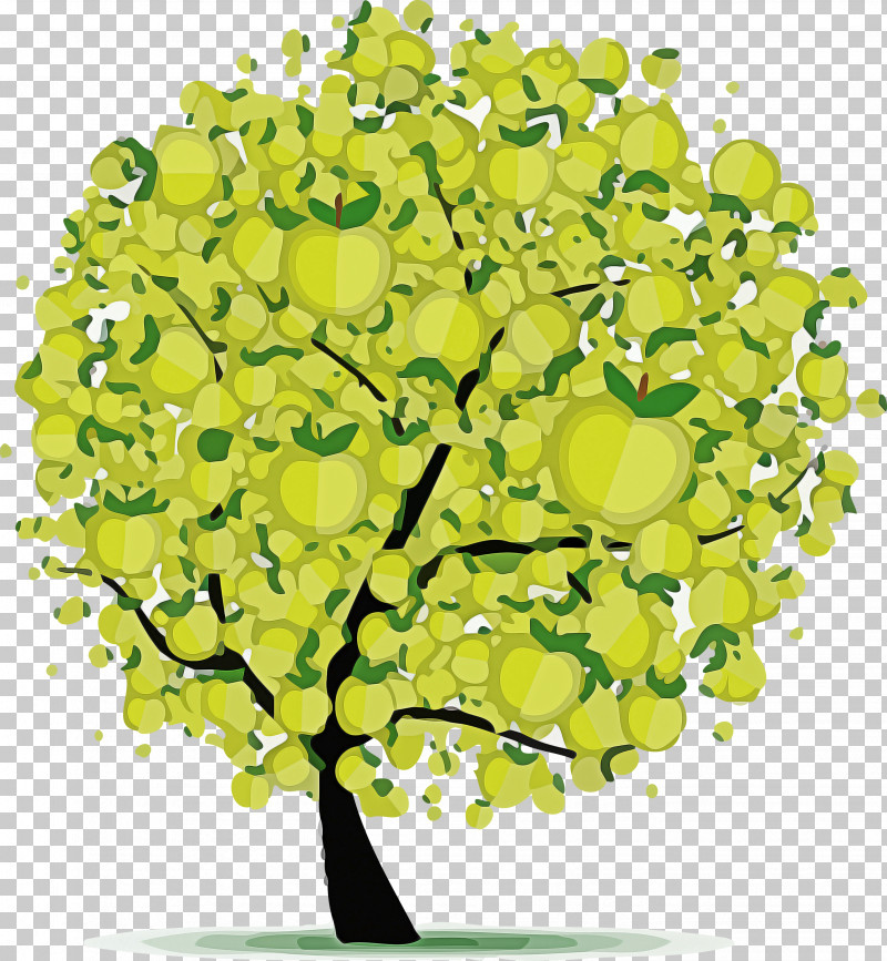 Green Plant Yellow Flower Tree PNG, Clipart, Abstract Tree, Cartoon Tree, Flower, Green, Plant Free PNG Download