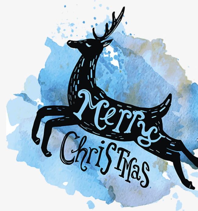 Christmas Watercolor Reindeer PNG, Clipart, Atmosphere, Blue, Christmas, Christmas Clipart, Christmas Gift Free PNG Download