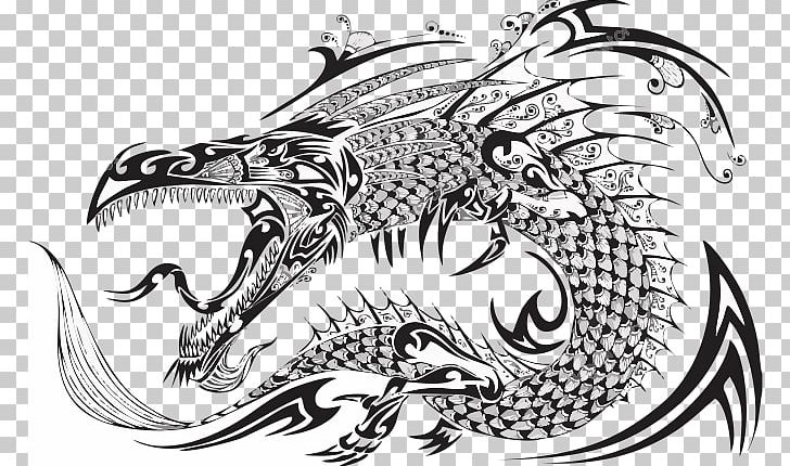 Tattoo Dragon PNG, Clipart, Art, Artwork, Automotive Design, Black And White, Chinese Dragon Free PNG Download