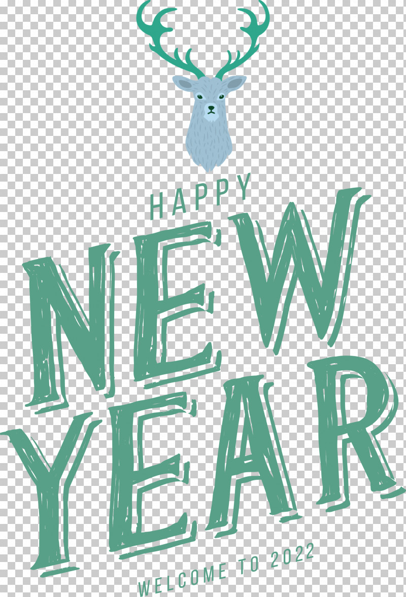 Happy New Year 2022 2022 New Year 2022 PNG, Clipart, Antler, Deer, Green, Line, Logo Free PNG Download