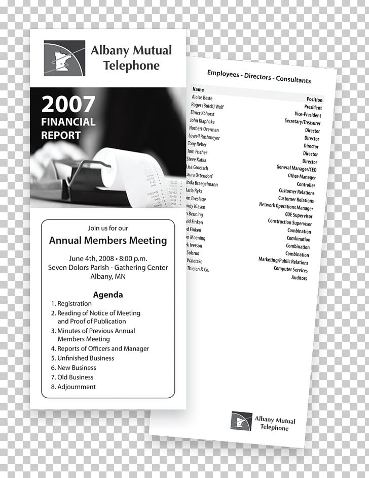 Albany Mutual Telephone Brochure Direct Marketing Annual Report PNG, Clipart, Albany, Annual Report, Brand, Brochure, Direct Marketing Free PNG Download