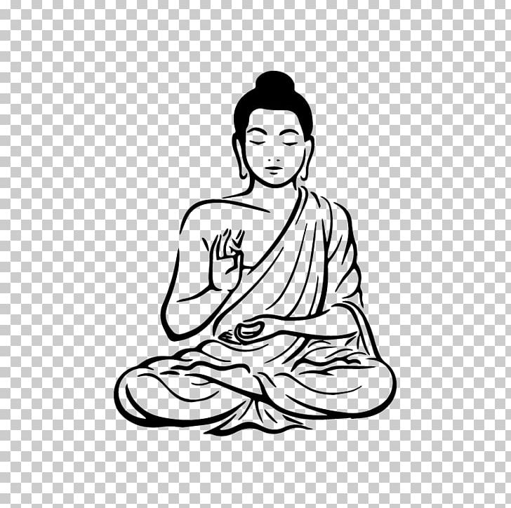 Wall Decal Sticker Buddhism PNG, Clipart, Arm, Artwork, Black, Black And White, Buddhist Meditation Free PNG Download