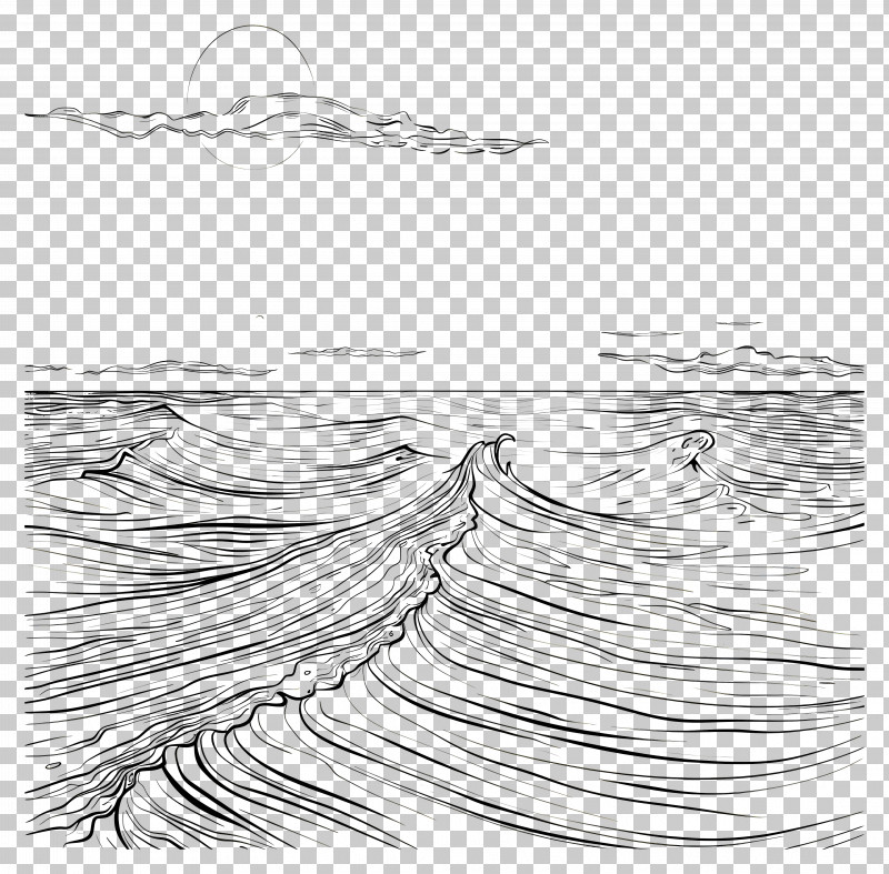 Ocean - Sketch Of Ocean Waves PNG