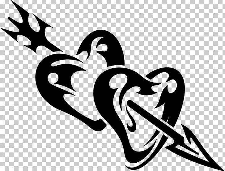 Heart Tattoo Drawing PNG, Clipart, Art, Artwork, Beak, Bird, Black And White Free PNG Download