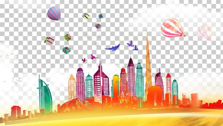Dubai Abu Dhabi Skyline Illustration PNG, Clipart, Air, Asuka, Balloon, Building, Buildings Free PNG Download