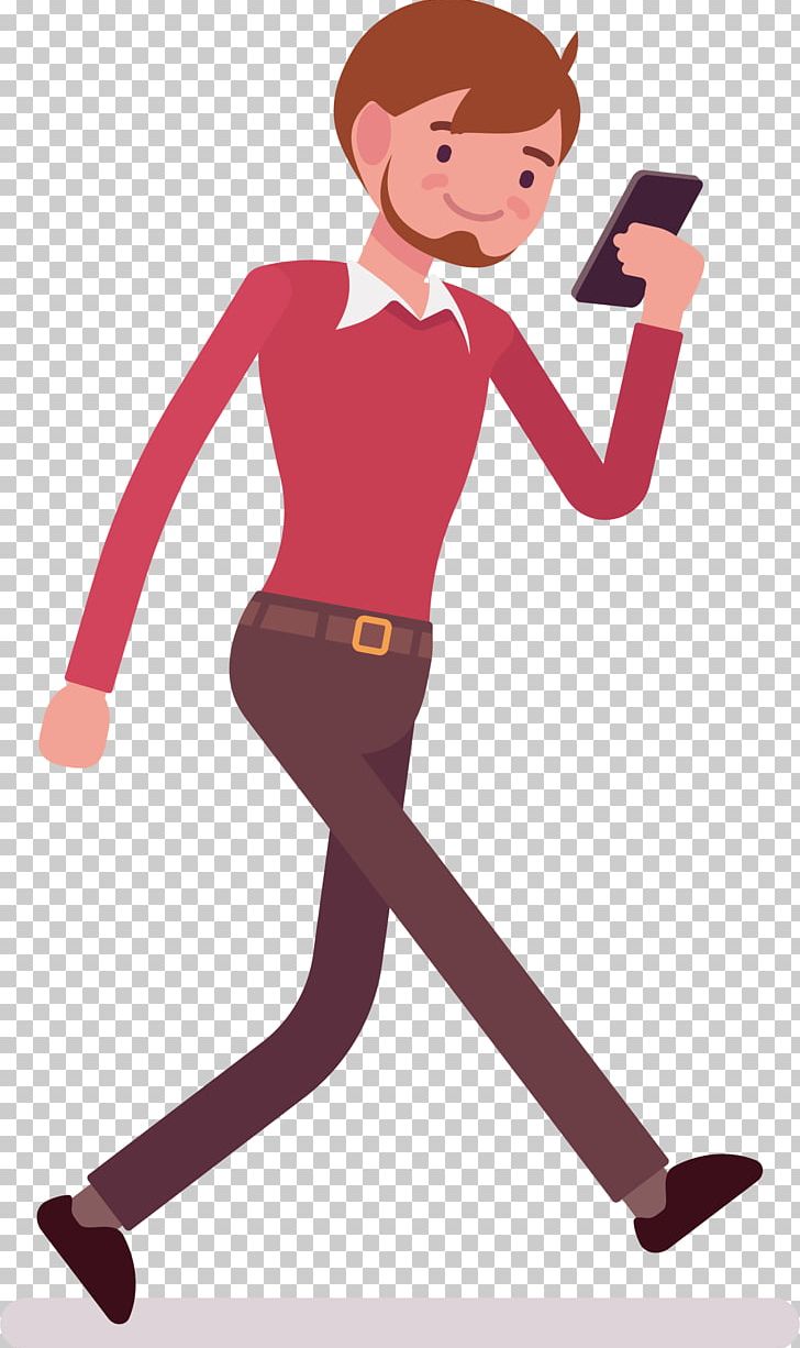 Cartoon Walking Illustration PNG, Clipart, Arm, Cell Phone, Child, Encapsulated Postscript, Fictional Character Free PNG Download