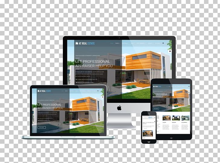 Responsive Web Design Website Development Real Estate House Template PNG, Clipart, Brand, Communication Device, Computer Monitor, Display Advertising, Display Device Free PNG Download