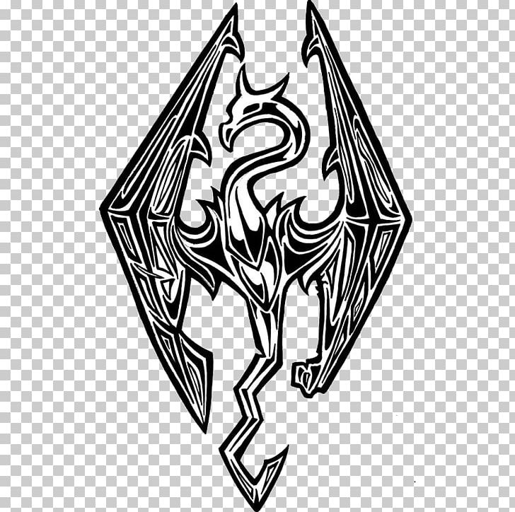 The Elder Scrolls V: Skyrim Logo Video Game Dragon T-shirt PNG, Clipart, Art, Black, Black And White, Brand, Coloring Book Free PNG Download