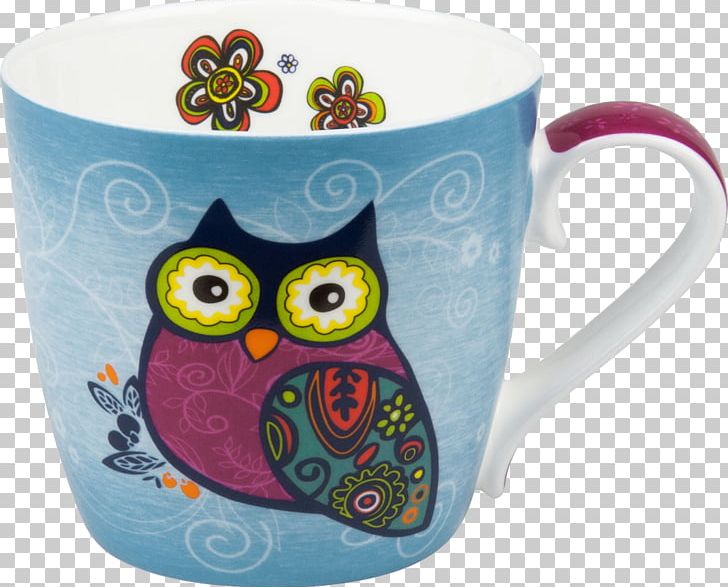 Owl Coffee Cup Mug Könitz Porzellan Ceramic PNG, Clipart, Animals, Bird Of Prey, Blue, Bone China, Ceramic Free PNG Download