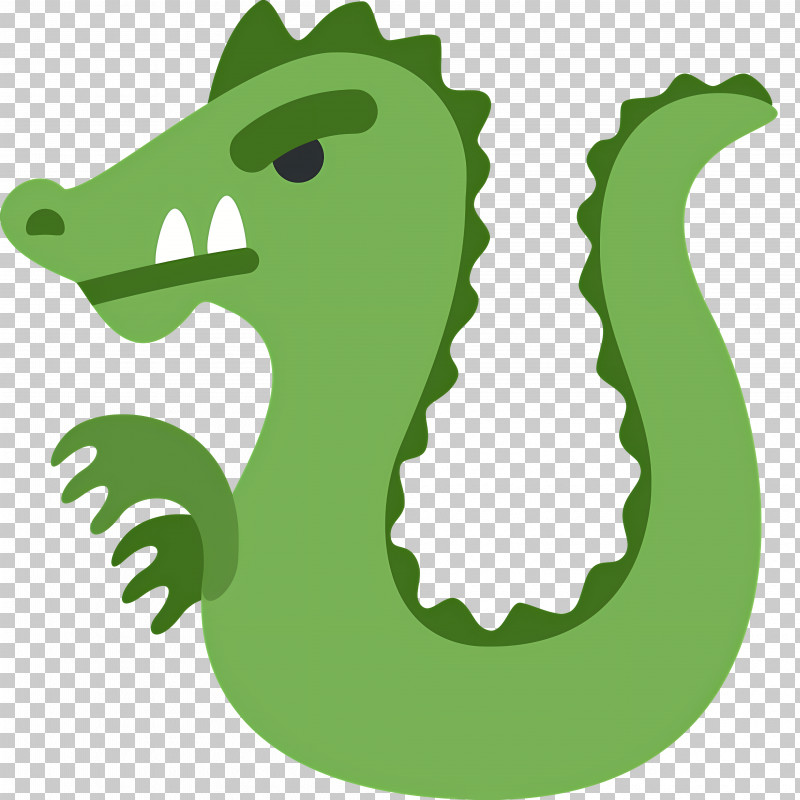 Dragon Emoji - Green Dragon Cartoon Illustration PNG