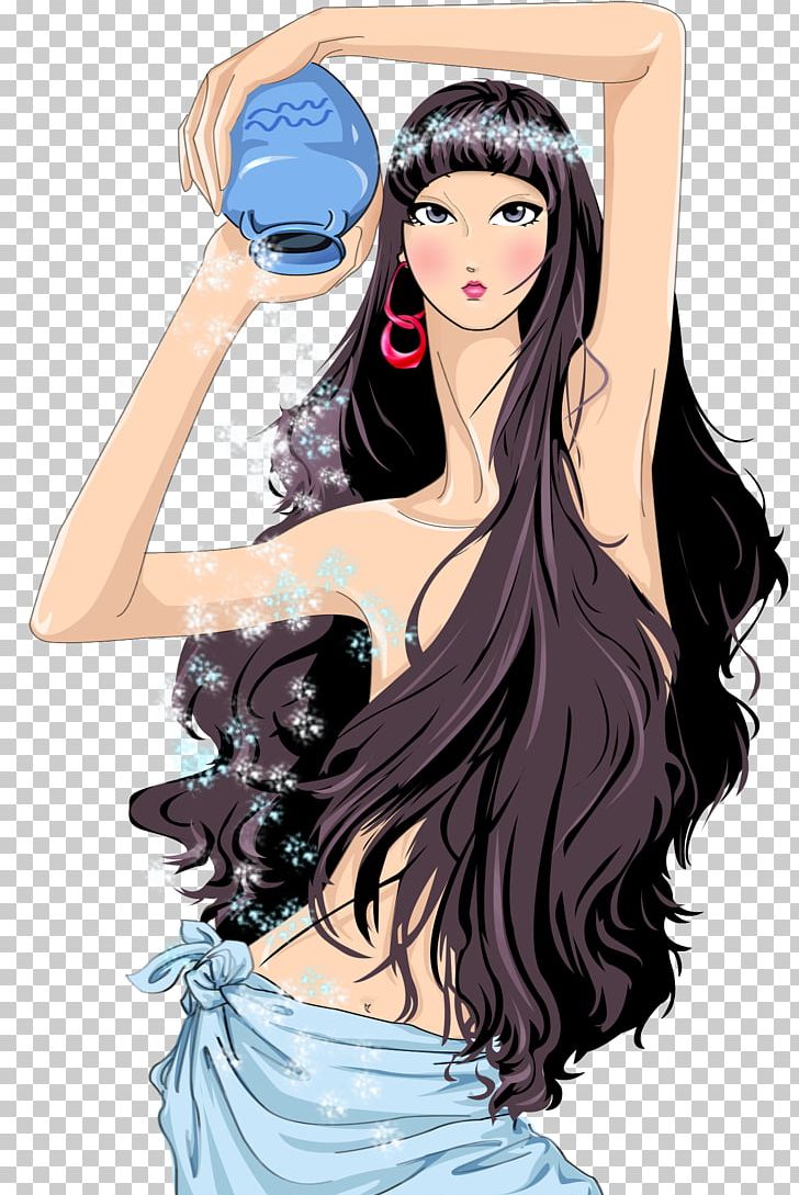 Cartoon Woman Illustration PNG, Clipart, Beauty, Black Hair, Bottle, Bottles, Brown Hair Free PNG Download