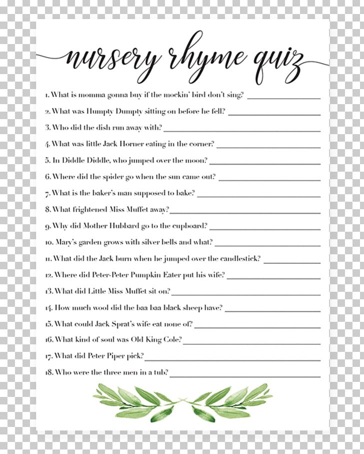 Quiz Nursery Rhyme Trivia Game PNG, Clipart, Area, Baby Shower, Game, Green, Infant Free PNG Download