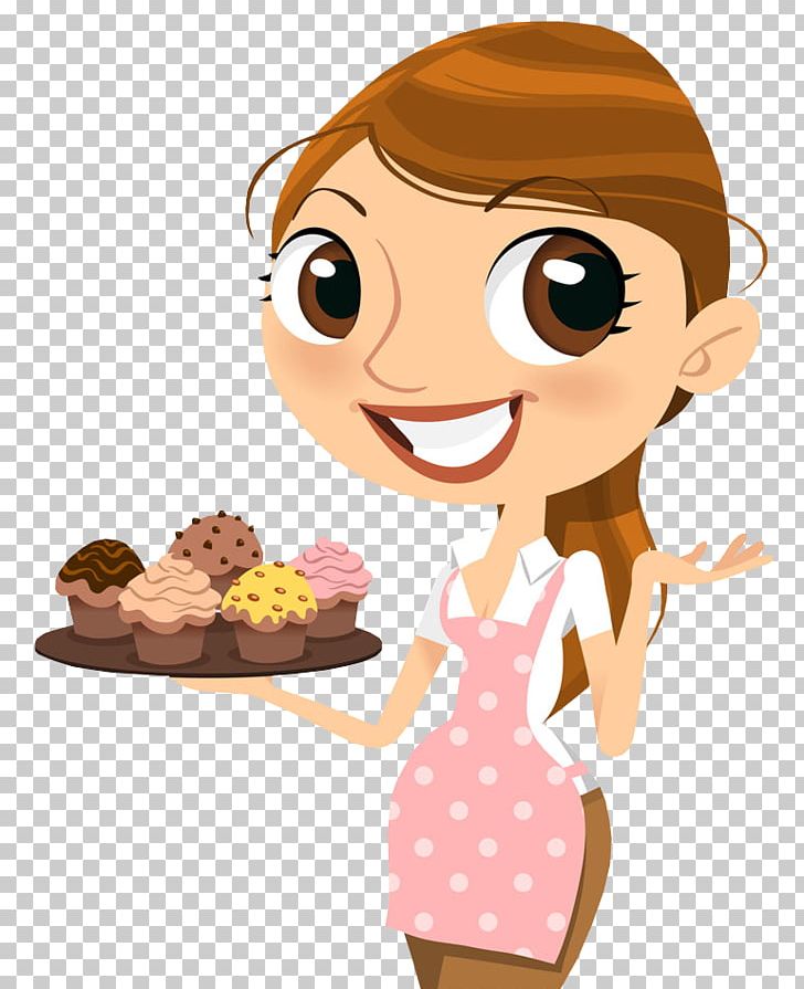 Cupcake Bakery Woman PNG, Clipart, Art, Baker, Bakery, Baking, Brown ...