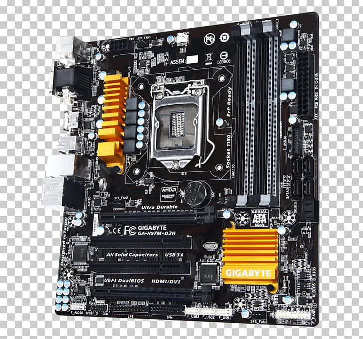 Intel LGA 1150 Motherboard Gigabyte Technology Gigabyte GA-Z97M-D3H PNG, Clipart, 3 H, Atx, Computer Component, Computer Hardware, Cpu Free PNG Download