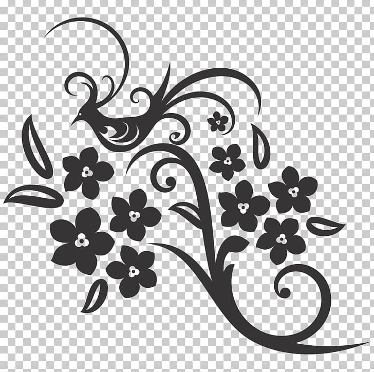 Flower Floral Design PNG, Clipart, Art, Black And White, Branch, Butterfly, Drawing Free PNG Download