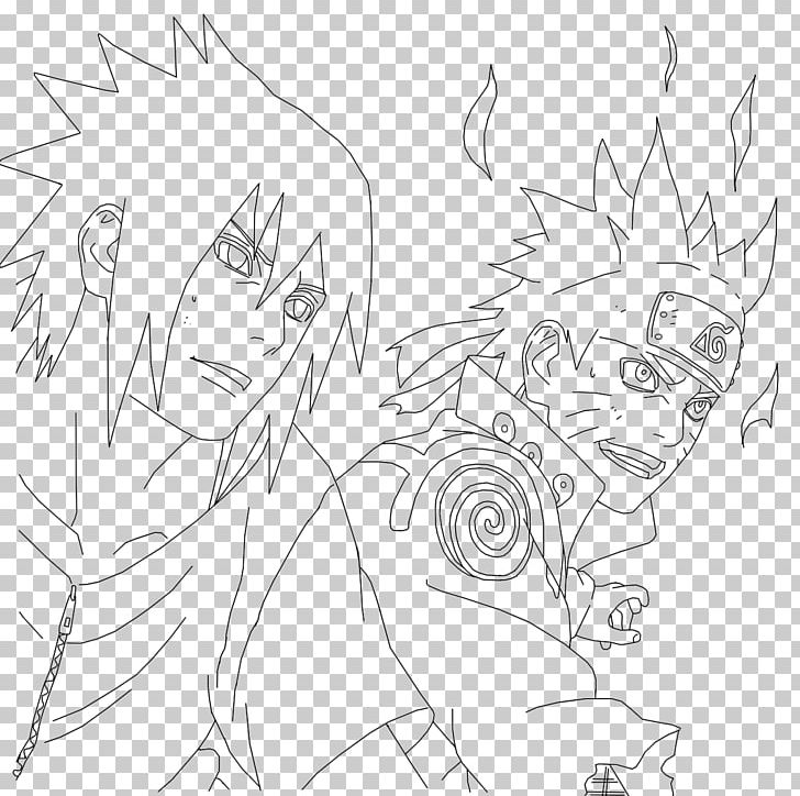 Line art Sasuke Uchiha Drawing Anime Naruto, Anime, angle, white, face png