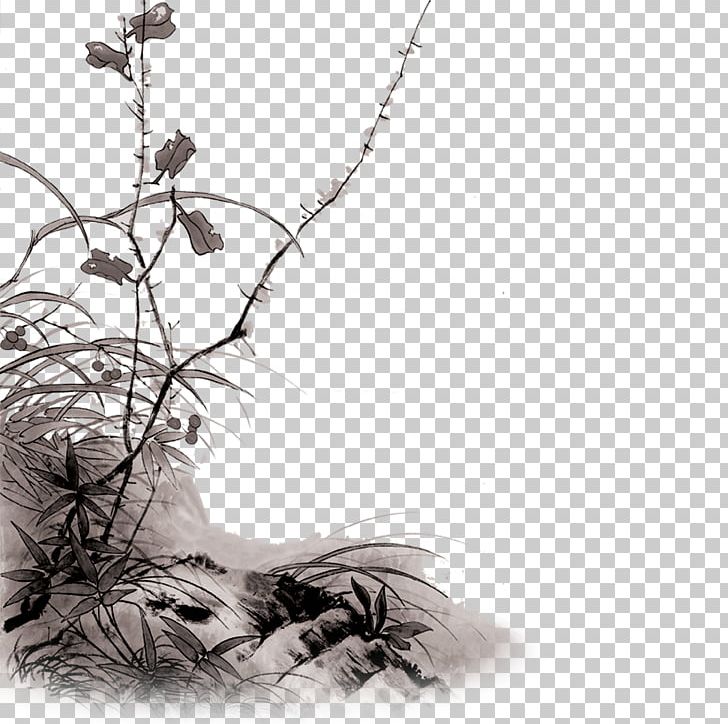 Chinese Painting Ink Wash Painting PNG, Clipart, Artificial Grass, Birdandflower Painting, Black, Black, Branch Free PNG Download