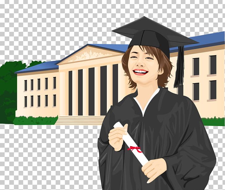 Graduation Ceremony Cartoon Academic Dress Doctorate Illustration PNG, Clipart, Academic Certificate, Baccalaureate, Baccalaureate Gown, Bachelors Degree, Business School Free PNG Download