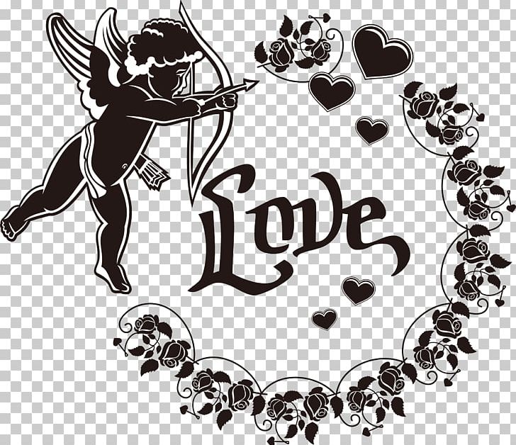 Decorative Silhouettes Cupid Heart PNG, Clipart, Background Black, Black Background, Black Board, Black Border, Black Hair Free PNG Download