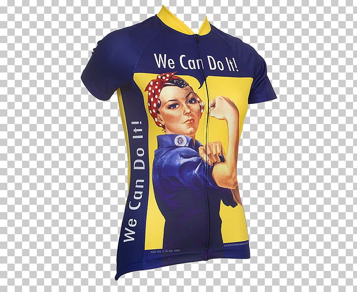 T-shirt Cycling Jersey Sleeve Rosie The Riveter Clothing PNG, Clipart, Brand, Clothing, Cycling, Cycling Jersey, Electric Blue Free PNG Download