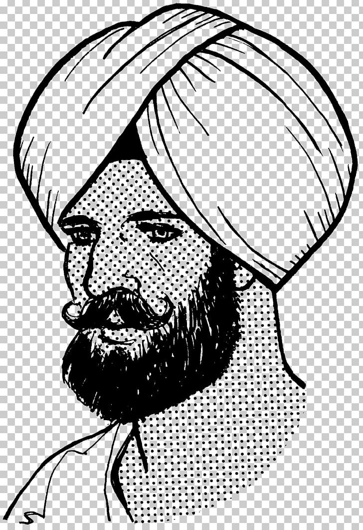 Turban Dastar Sikhism PNG, Clipart, Art, Artwork, Black, Black And White, Cheek Free PNG Download